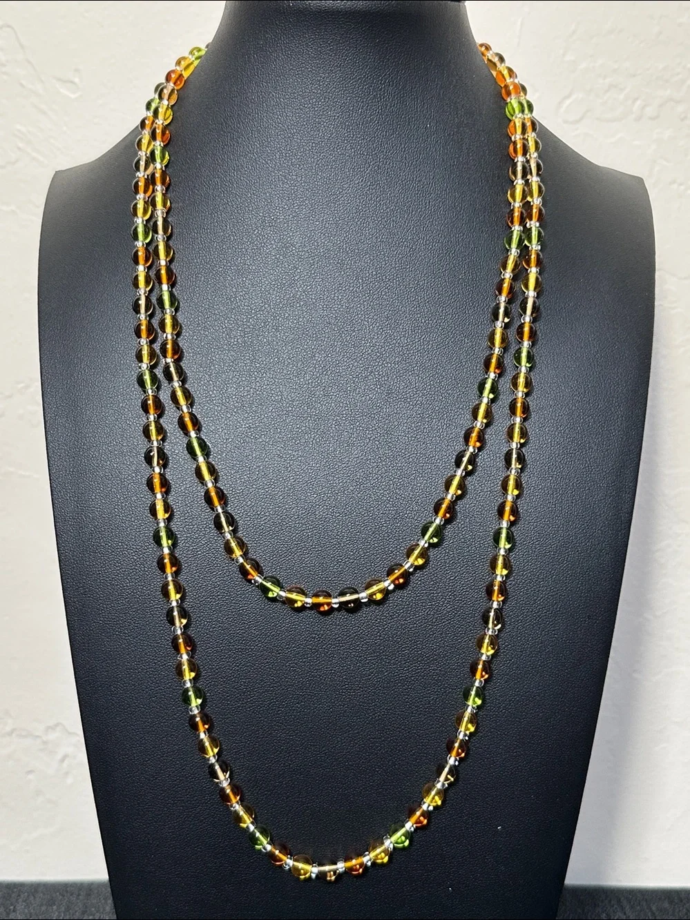 Continuous Strand Vintage Earth Tone Glass Bead Necklace